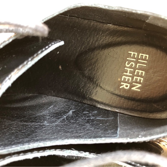 Eileen Fisher EDDY PATENT LEATHER PLATFORM black OXFORD size 6 nwot - Picture 7 of 13